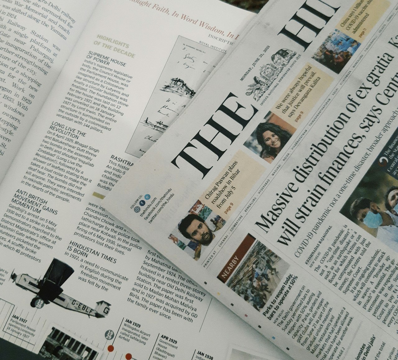 An Indian morning newspaper open on a table