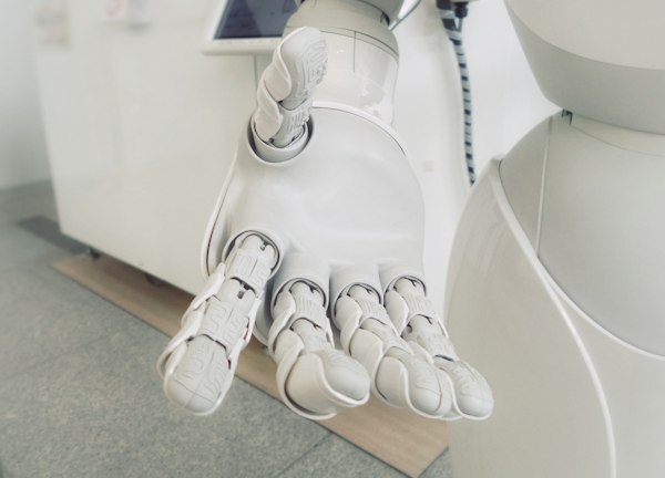 A white robotic hand